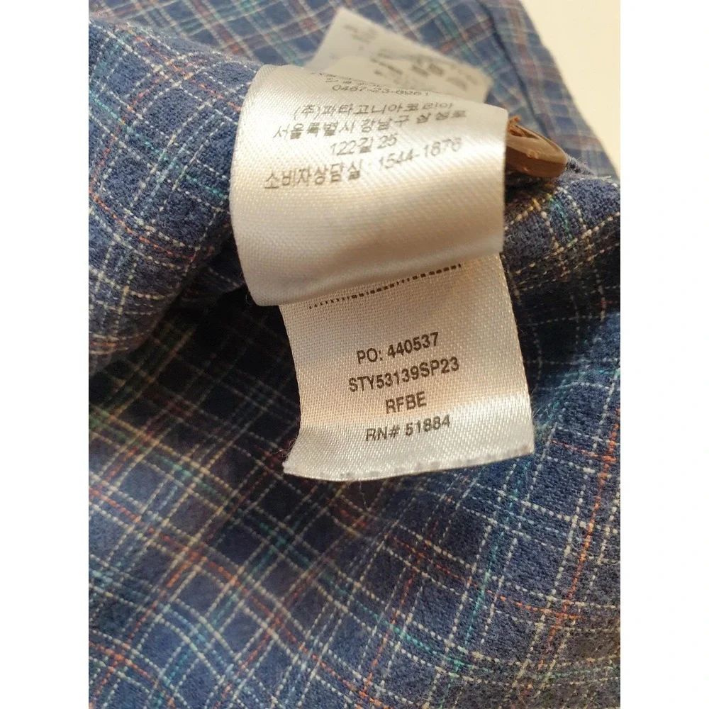 Patagonia Back Step Shirt Men's M Blue Plaid Short Sleeve Button Hemp Cotton - Picture 5 of 11
